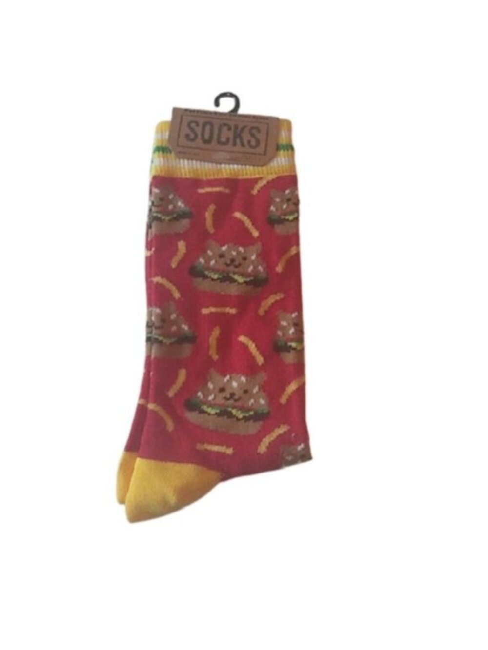 Men's Hamburger Cat Socks, size 6-12